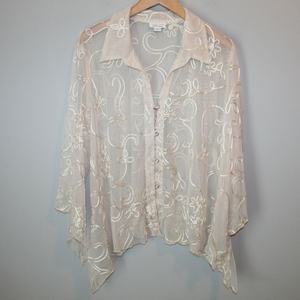 Dressbarn Women's Sheer Button Front Top HW6503